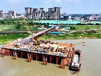 延安路淮河大桥主桥北岸桩基施工完成